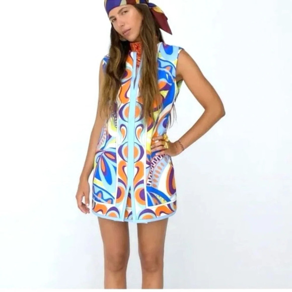 NWOT Zara Womens  Printed Colorful Groovy Funky Mini Sleeveless Dress - Picture 3 of 9